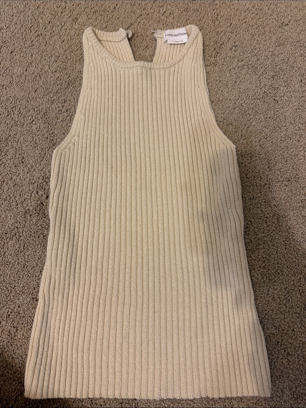 Lovers + Friends Ribbed Knit Tank Top in Cream